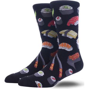 Sushi sokken - Heren Maat 40-46 - Donkerblauw met print