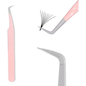 1 Wimperpincet met Vezelpunt - Voor Wimperextensions - Professionele Wimperextensionspincet - Beste Roze Pincet - Precisie Tool Set - 90 Graden Klassiek