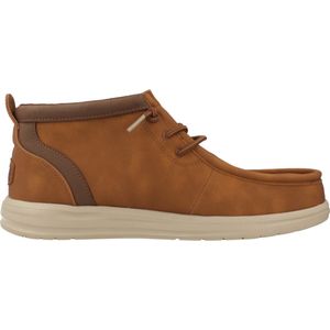 HEYDUDE - Wally Mid GripR - Instappers - Cognac - Luxe Nubuckleer, Antislipzool