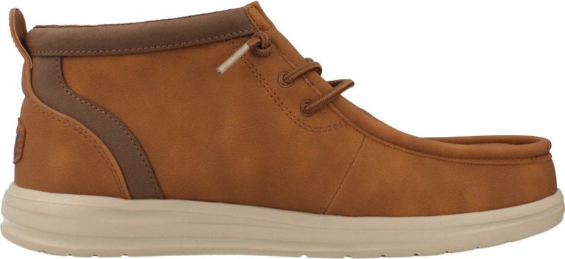 HEYDUDE - Wally Mid GripR - Instappers - Cognac - Luxe Nubuckleer, Antislipzool