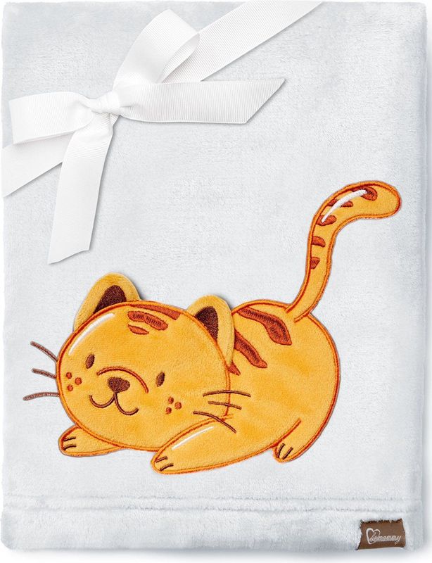 Be Mammy - BE20-168 - Kinderdeken - Lichtgrijs - Met 3D-applicatie