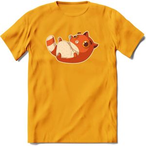 Schattige kat T-Shirt Grappig | Dieren katten Kleding Kado Heren / Dames | Animal Skateboard Cadeau shirt - Geel - XXL