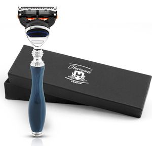 Haryali London Fusion 5 Scheermes voor Heren - Elegant 5-kantig Scheermes voor Dames & Scheermes voor Heren - Lichaam & Gezicht Scheermes - Herbruikbaar Scheermes - Blauw