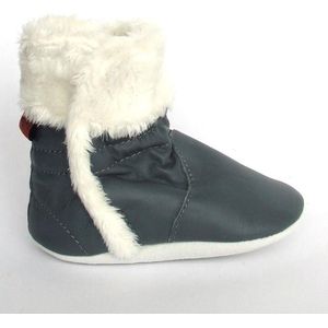 Aapie leren babyslofjes Eskimo Stone - laarsjes - gevoerd - grijs - maat L