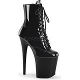 Pleaser - Flamingo-1020 - Plateau Laarzen - Zwart - Hak 8 inch, Plateau 4 inch, Materiaal: PU/TPU, Lakleer, Rubber