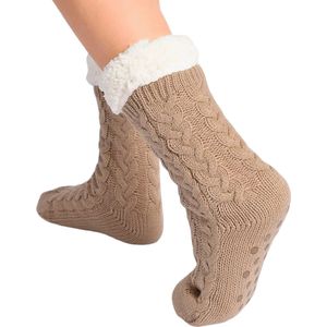 Huissokken - Huttensokken - Antislip ABS - Unisex - Beige - Maat 35-42