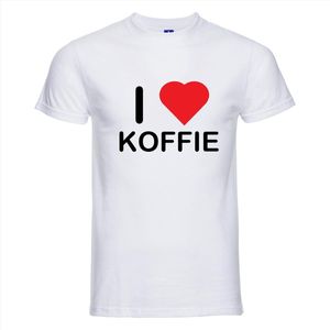 I LOVE KOFFIE T-shirt - 100% Katoen - Maat M - Classic Fit - Wit