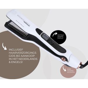Royaume de la Beauté stoomstijltang Professional | Stoomstijltang | Wit | Zwart | Rosé goud | 150 - 230°C | Toermalijn Keramisch