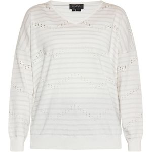 usha BLACK LABEL - Trui - Grijs/Wolwit - Viscose - Lange Mouwen