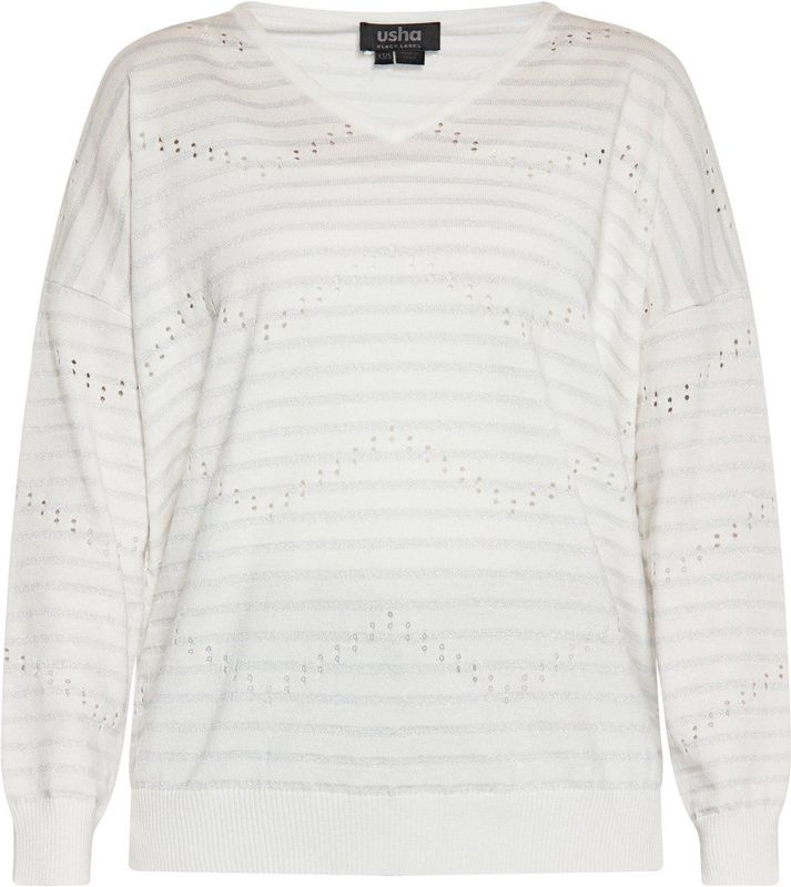 usha BLACK LABEL - Trui - Grijs/Wolwit - Viscose - Lange Mouwen