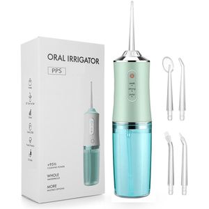 Draadloze Waterflosser | Monddouche | Inclusief 4 Opzetstukjes | Flosapparaat - Waterdicht - 1200 mAh Batterij - Water Flosser - 3 Modus - Oplaadbaar via USB - kleur: Groen