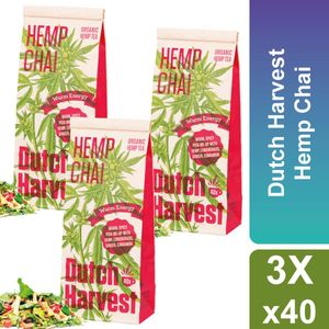 Thee - Dutch Harvest losse Thee - Warme, Kruidige Hennep Melange - Hemp Chai- Voordeelset Inclusief Glazen Voorraadpot - 3 x 50 gram