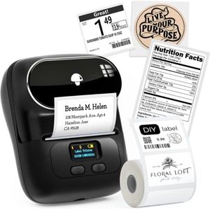 Draadloze Bonprinter – Kassabonprinter – Labelprinter – Kassa Printer – Verzendlabel Printer – Bon Printer – Bluetooth voor Iphone en Android – met 1 Etiketrol