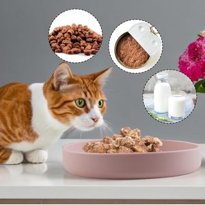 3 stuks voerbak voor katten, siliconen voerbak, drinkbak, ovaal, roze, voerbak voor katten, drinkbak ovaal, kattenbak voor droogvoer en natvoer