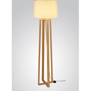 Staande Lamp Vierpoot Hout Beige Kap - Valott Ampua