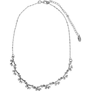 Behave Korte ketting dames zilverkleur met kristal steentjes – 40 cm lang + 7.5 cm verlengketting