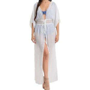 Strandjurk - Strand Bedekken jurk - Dames Strandkledding Omslagdoek - Vrouwen Strandjurkje - Omslagdoek Effen - Veelzijdige Beach Cover Up - one size - wit - LOUZIR
