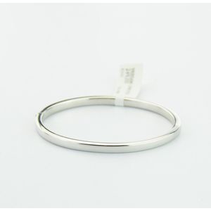 New Bling 9NB-1521 Zilveren Armband Bangle - 4mm Breed - 60x50mm - Platte Buis - Rhodium - 925 - Zilver