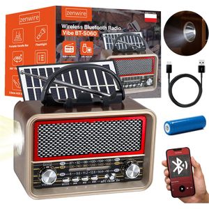 Zenwire - Vibe BT-S060 - Draagbare FM-radio - Retro - Bluetooth 5.1 - 1200 mAh-batterij