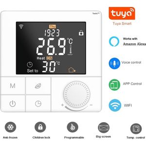 TechU™ Smart Thermostaat Life – Wit – Alleen voor CV-ketel – App, Wifi & Amazon Alexa – Energiebesparend – Kinderslot