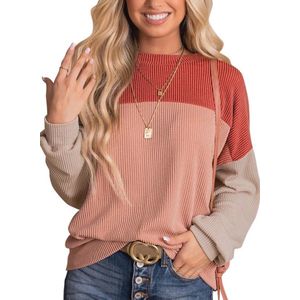 Damespullover met kleurblokken en lange mouwen - Relaxed sweatshirt voor herfst en winter