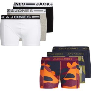 Jack & Jones jongens - 6 boxers - Camouflage & sense - maat 140