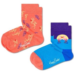 Happy Socks, 2 pack, Flamingo , voor kinderen van 7 - 9 jaar