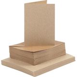 Kaarten En Enveloppen, 10,5x15 cm, 11,5x16,5 cm, Naturel, 50 Set, 1 Doos