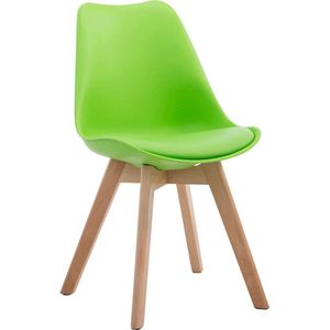 Leren vergaderstoel Egbert - Groen hout - Zonder armleuning - Bezoekersstoel - Kantinestoel - Wachtkamerstoel - Eetkamerstoel - 47cm
