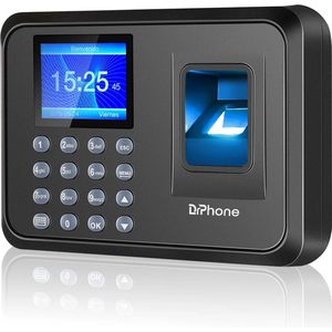 DrPhone TimeGuard – Vingerafdruk Inkloksysteem – Vingerafdruk Tijd Recorder – 1000 Vingerafdruk Slots - Zwart