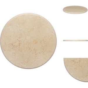 vidaXL Marmeren Tafelblad - 50 x 2.5 cm (ø x H) - Crème - Tafelonderdeel