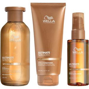 Wella Ultimate Smooth Shampoo 200ml + Conditioner 200ml + Miracle Oil Serum 100ml
