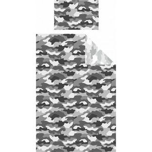 1 persoons dekbedovertrek 135x200 legerkleuren camouflage grijs