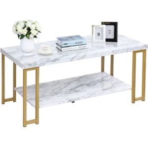 FURNIBELLA -Elegante salontafel en bijzettafel in goud en wit – Stijlvol en veelzijdig design