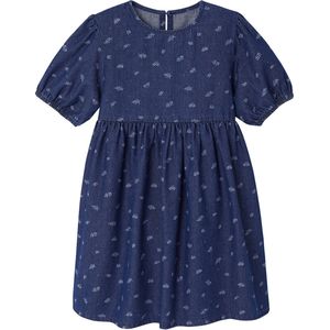 Jurken - Denim - Ronde Hals - Katoen - Ballonmouwen