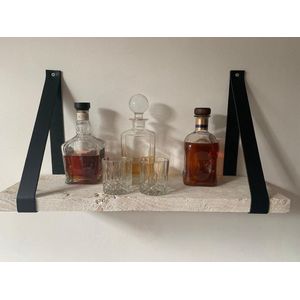 DriesjesⓇ – planken dragers – plankendragers – leder – alligator zwart – set - 90x3,5cm