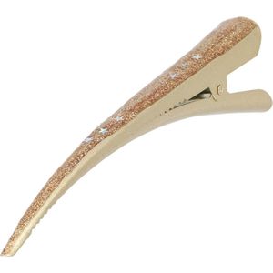Haarsoires Haarspeld Duckklem 13cm – Basic – Glitter Sterrenprint – Metaal – Goud - Sterke Haarclip voor Styling & Dagelijks Gebruik - Hair Clip - Decoratieve Haaraccessoire