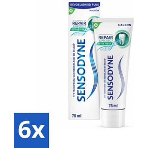 6 x Sensodyne - Tandpasta - Repair & Protect - Extra Fresh - Gevoelige Tanden - 75 ml - Gevoelige Tanden - Tandpasta Gevoeligheid - Tanden Beschermen - Herstellende Tandpasta - NovaMin