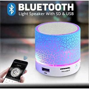 Draagbare mini-Bluetooth-luidspreker, RGB-kleurverlichting, IPX5-waterbestendig, tot 12 uur afspeeltijd, Bluetooth-luidspreker met USB-ondersteuning, Geschikt voor buiten, binnen, op reis, op het strand en op de camping, wit.