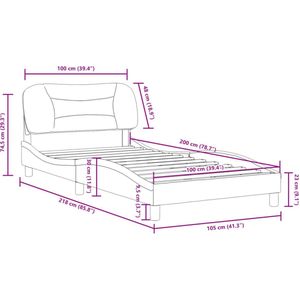 vidaXL - Bedframe - met - hoofdbord - kunstleer - wit - 100x200 - cm