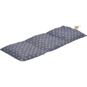 Druivenpitkussen Cervico - 50 x 20cm - Donkerblauw met  Roze Bloemen