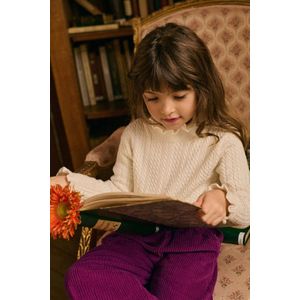 Meisjes kabelgebreide trui Java met kraag en ruffles 116