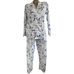 Dames Katoenen Pyjama 2303 180GSM Double Jersey M wit/blauw