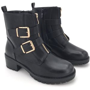 SmileFavorites® Biker boots - Zwart - Imitatieleer - Maat 40