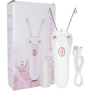 Electric Threading Epilator Hair Remover USB Charging Cotton Wire Epilator Eyebrow Threading Tool (Pink)