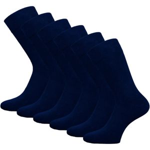 6 paar SQOTTON® Katoenen sokken - Naadloos - Heren & Dames - Marineblauw - Maat 39-42