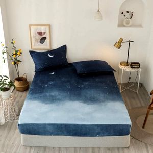 Hoeslaken, 90 x 200 cm, kindermatrasbeschermer, Night Sky, Blue Gradient, laken voor eenpersoonsbed, boxspringbed, 100% microvezel, geschikt voor matrasdiepte tot 25 - 30 cm