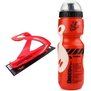 Bidon met Bidonhouder Set Fiets - Rood-Wit - Lichtgewicht Bidon (650 mL) + Houder - Mountainbike Fleshouder Antislip - Racefiets