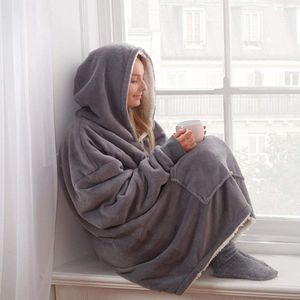 Sienna hoodie / deken / ultrazacht en warm van sherpa-fleece, comfortabel, oversized, charcoal grijs, �één maat
