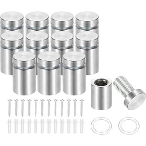 16x25mm Spacer Schroeven - 12 Stuks RVS Wandbevestiging voor Hangende Acryl Fotolijsten - Zilver